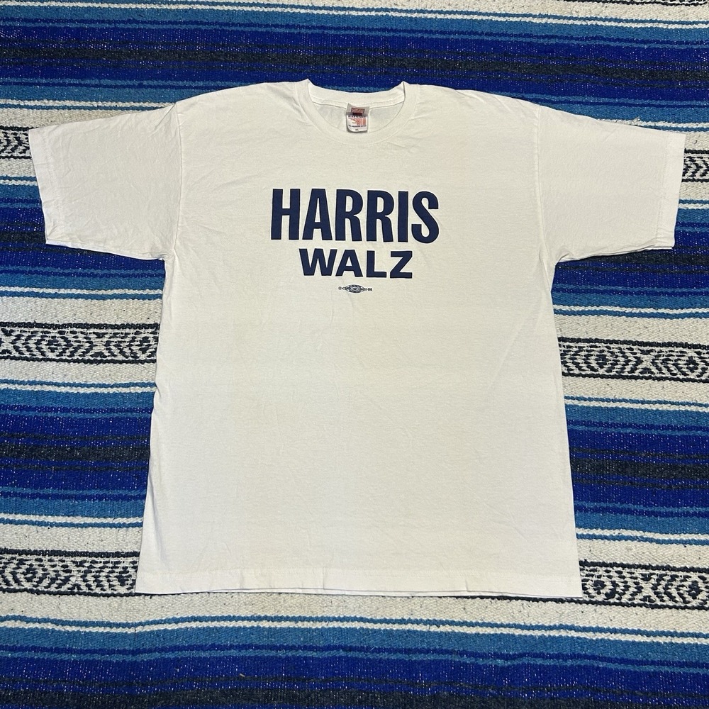 Harris Walz Union Made White Blue Graphic Shirt Mens XL 2024 Campaign Tee USA